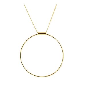 Collar largo plata 925 con aro - Slim bañada oro