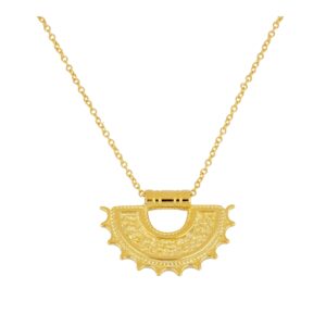 Collar plata charm abanico 25x17mm - Lunaria bañada oro