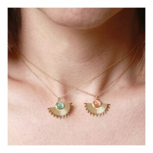 Collar plata colgante sol piedra ópalo 22mm