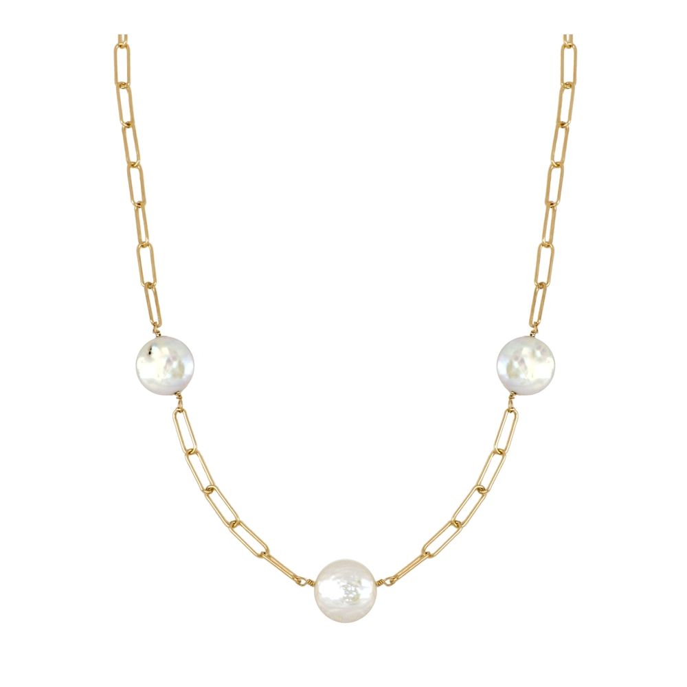 Gargantilla eslabones plata perlas 12mm Gargantilla eslabones plata perlas 12mm bañada oro