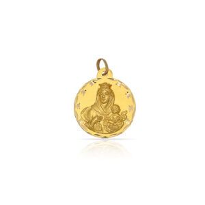 Medalla Oro 18kl Virgen Carmen tallada 13mm