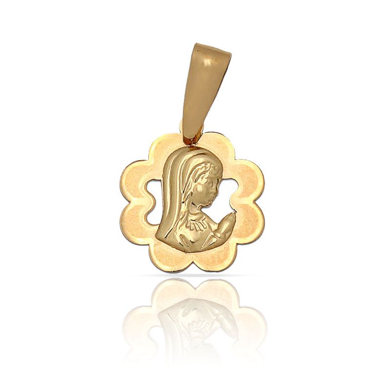 Medalla Oro 18kl Virgen niña flor - 11x13mm Medalla Oro 18kl Virgen niña flor - 11x13mm