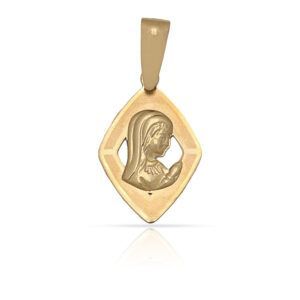 Medalla Oro 18kl rombo Virgen niña - 10x16mm
