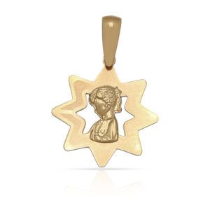 Medalla estrella Oro 18kl Virgen Niña - 16x17mm