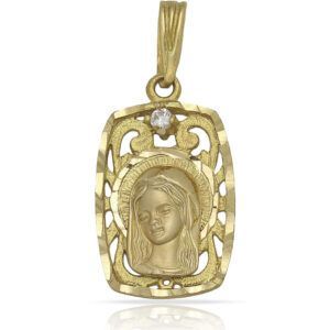 Medalla rectangular Oro 18kl Virgen Niña