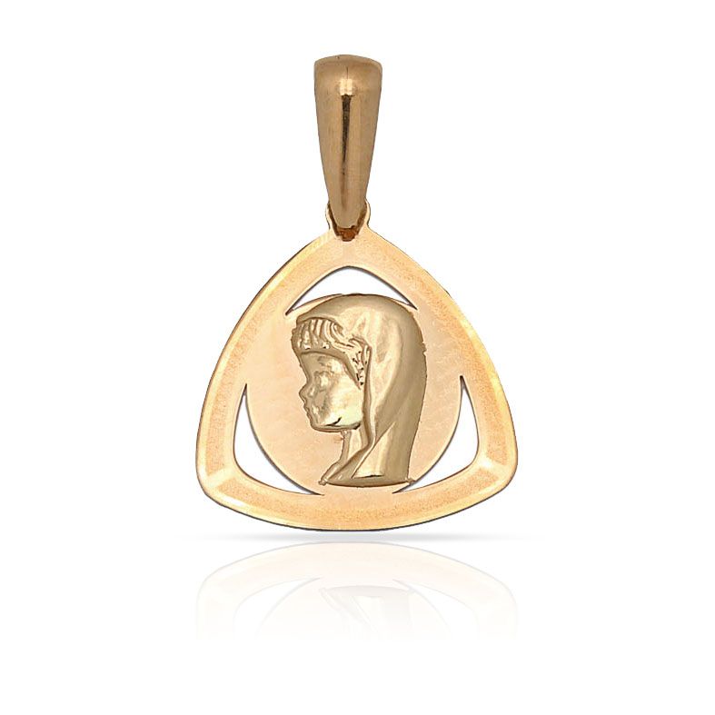 Medallas de Virgenes. Un regalo muy especial para un ser amado. Medalla triangulo Oro 18kl virgen Niña - 14x14mm