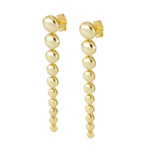 Pendiente largo semibolas - Stripe 58mm bañada oro