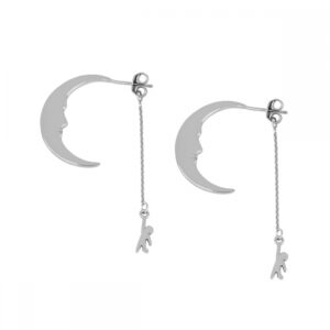 Pendientes aro plata hombre y luna – Moonlight rodiada Pendientes aro plata hombre y luna - Moonlight rodiada