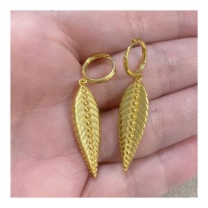 Pendientes largos hojas plata 30mm - Nature foto