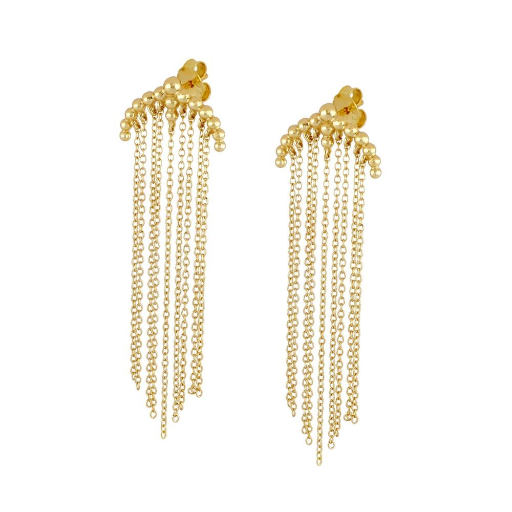 Pendientes largos plata bolas y cadenas - 60mm Pendientes largos plata bolas y cadenas - 60mm