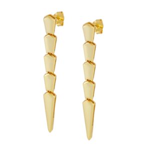Pendientes largos plata cadena - Rain 55mm bañada oro