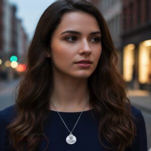 chica con collar virgen milagrosa de plata chica con collar virgen milagrosa de plata