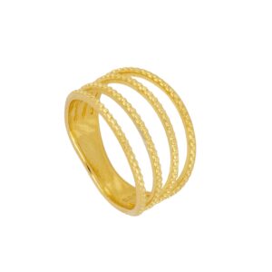 Anillo cuadruple ribeteado plata 925 - Cefira bañado oro