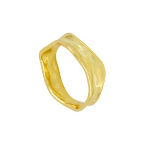 Anillo hexagonal rugoso plata 7mm – Luky bañada oro Anillo hexagonal rugoso plata 7mm - Luky bañada oro