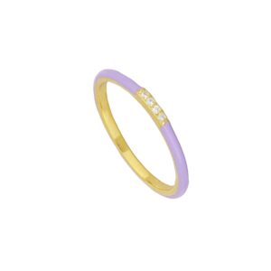 Anillo lila plata y circonitas 2mm - Pyre