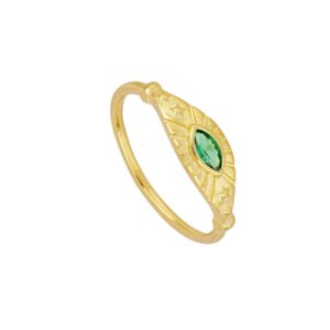 Anillo plata bañada oro 3 micras circonita verde