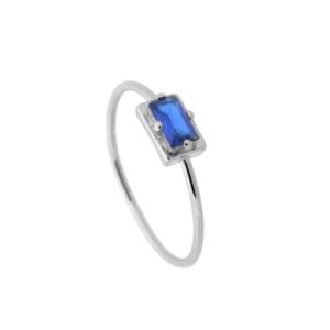 Anillo plata circonita azul - Bluerry rodiada