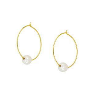 Aros plata 925 con perla - Levis bañado oro