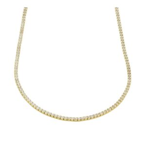 Choker Riviere plata con circonitas blancas 1,75mm bañada oro
