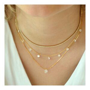 Choker Riviere plata con circonitas blancas 1,75mm foto Choker Riviere plata con circonitas blancas 1,75mm foto