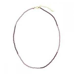 Collar plata piedra cristal morado y violeta 2mm bañada oro