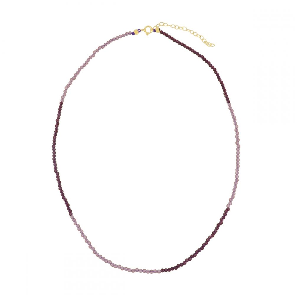 Collar plata piedra cristal morado y violeta 2mm Collar plata piedra cristal morado y violeta 2mm bañada oro