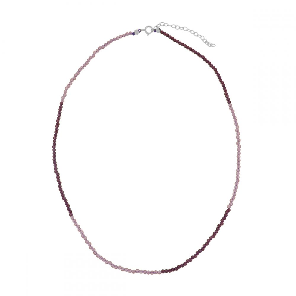 Collar plata piedra cristal morado y violeta 2mm Collar plata piedra cristal morado y violeta 2mm rodiada