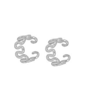 Ear cuff pendiente plata ondas - Elaris rodiada