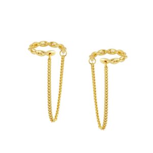 Ear cuff plata aro eslabon con cadena – Stradi bañada oro Ear cuff plata aro eslabon con cadena - Stradi bañada oro