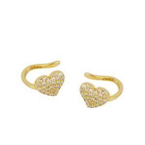 Ear cuff plata corazón circonitas blancas – Perlaurea bañada oro Ear cuff plata corazón circonitas blancas - Perlaurea bañada oro