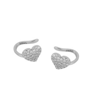 Ear cuff plata corazón circonitas blancas - Perlaurea rodiada