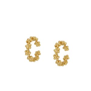 Ear cuff plata flores 10mm - Skain bañada oro