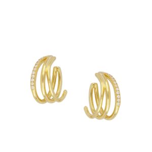 Ear cuff plata triple aro 1 fila circonitas - Lieriel bañada oro