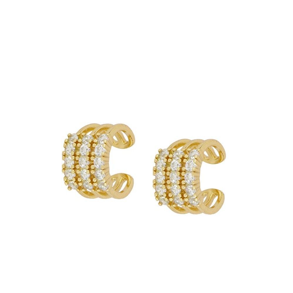 Ear cuff plata triple aro circonitas - Lustrella Ear cuff plata triple aro circonitas - Lustrella bañada oro