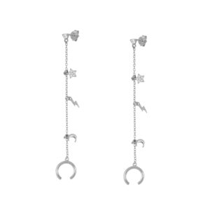 Ear cuff y pendiente plata cuerda mini chamrs – Coste rodiada Ear cuff y pendiente plata cuerda mini chamrs - Coste rodiada