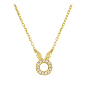 Gargantilla plata Conejito circonitas 7mm bañado oro