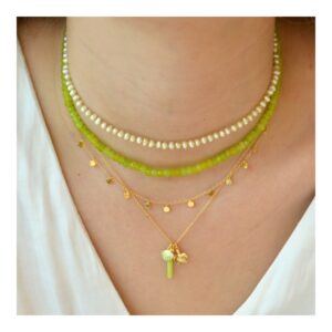 Gargantilla plata mini charms verde y tortuga foto Gargantilla plata mini charms verde y tortuga foto