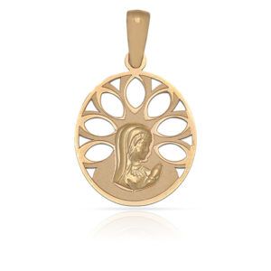 Medalla Oro 18kl virgen niña calada 15 x19mm