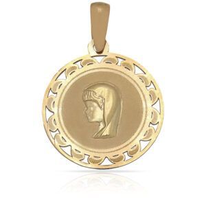Medalla Virgen niña oro 18kl redonda 18mm