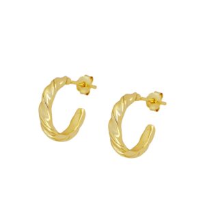 Pediente plata aro criolla retorcida 16mm bañada oro Pediente plata aro criolla retorcida 16mm bañada oro