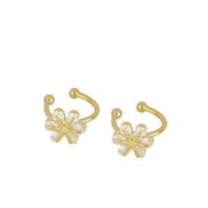 Pendiente ear cuff plata flor circonitas - Argelia bañada oro
