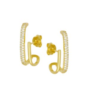 Pendiente huggie plata y circonitas 23x7mm - Clash
