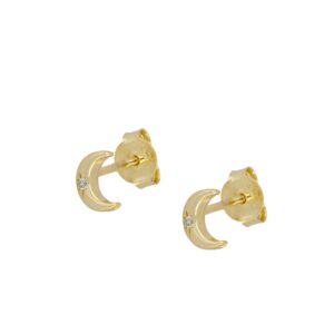 Pendiente luna 11mm circonitas plata 925