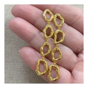 Pendientes largos plata 925 ovalos huecos bañada oro Pendientes largos plata 925 ovalos huecos bañada oro