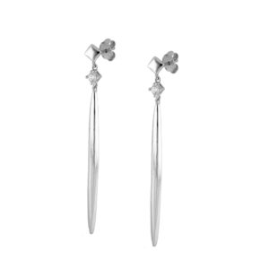 Pendientes largos plata y circonitas 60mm - Braz rodiada