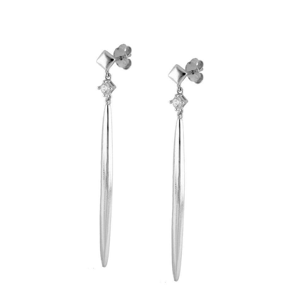 Pendientes largos plata y circonitas 60mm - Braz Pendientes largos plata y circonitas 60mm - Braz rodiada