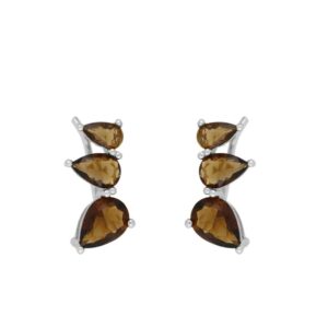 Pendientes trepador plata 925 circonitas curazo ahumado rodiada