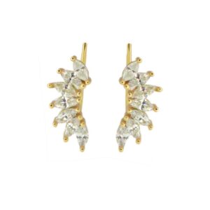 Pendientes trepadores plata y circonitas – Orbero bañada oro Pendientes trepadores plata y circonitas - Orbero bañada oro