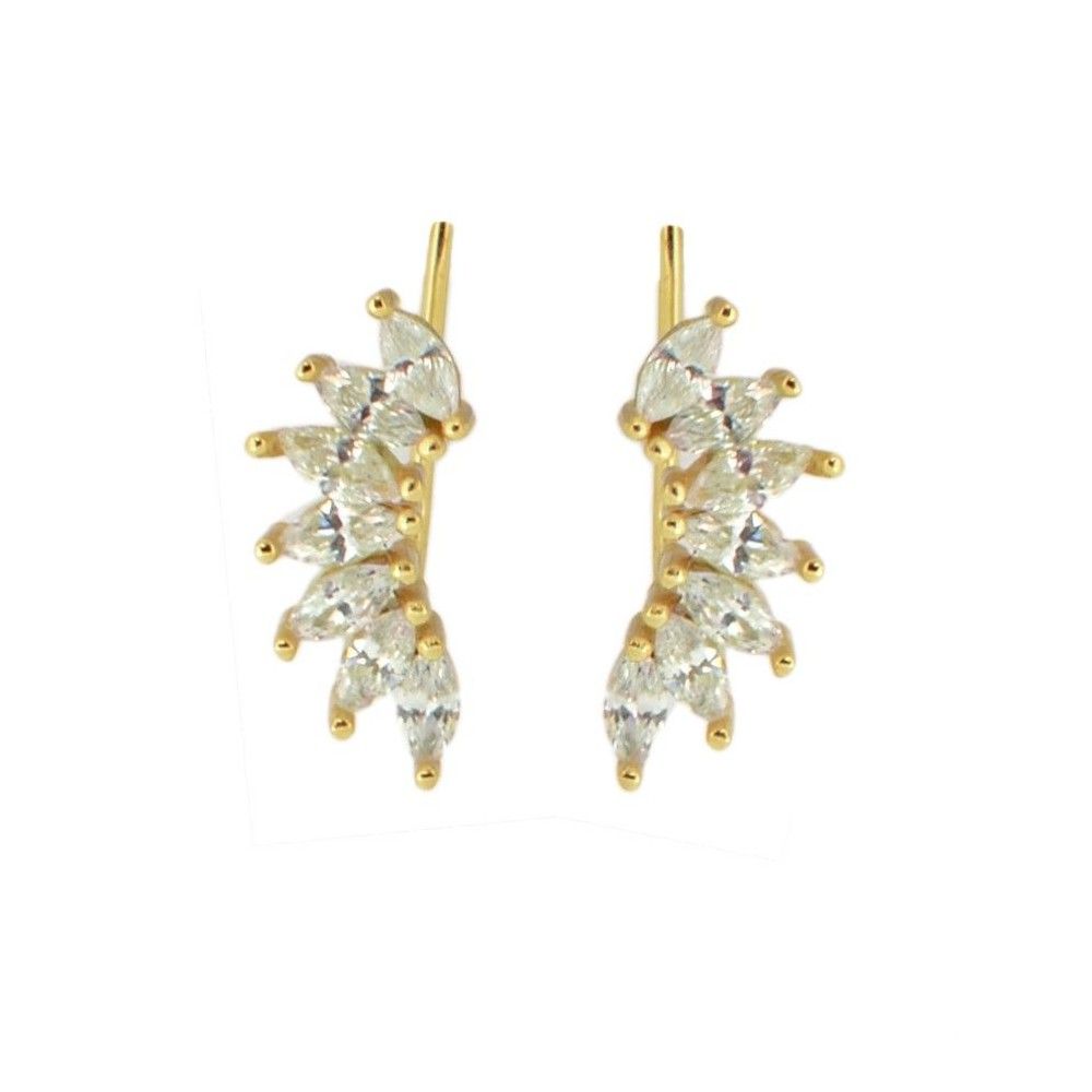 Pendientes trepadores plata y circonitas - Orbero Pendientes trepadores plata y circonitas - Orbero bañada oro