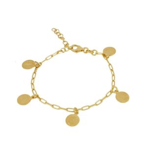 Pulsera eslabon plata mini charms moneda Romana bañada oro